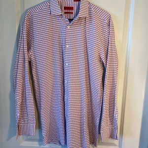 Hugo Boss Plaid Check Pink/White, Slim fit ButtonDown Shirt, size 16 neck, 32/33